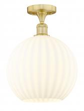  616-1F-SG-G1217-12WV - White Venetian - 1 Light - 12 inch - Satin Gold - Semi-Flush Mount