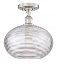 Innovations Lighting 616-1F-SN-G555-12CL - Ithaca - 1 Light - 12 inch - Brushed Satin Nickel - Semi-Flush Mount