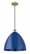 Innovations Lighting 616-1P-BB-MBD-16-BL-LED - Plymouth - 1 Light - 16 inch - Brushed Brass - Cord hung - Mini Pendant