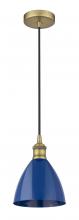 Innovations Lighting 616-1P-BB-MBD-75-BL-LED - Plymouth - 1 Light - 8 inch - Brushed Brass - Cord hung - Mini Pendant