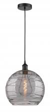  616-1P-BK-G1213-14SM - Athens Deco Swirl - 1 Light - 14 inch - Matte Black - Cord hung - Pendant