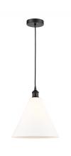  616-1P-BK-GBC-121 - Berkshire - 1 Light - 12 inch - Matte Black - Cord hung - Mini Pendant