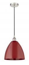  616-1P-PN-MBD-12-RD-LED - Plymouth - 1 Light - 12 inch - Polished Nickel - Cord hung - Mini Pendant