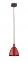  616-1S-OB-MBD-75-RD-LED - Plymouth - 1 Light - 8 inch - Oil Rubbed Bronze - Cord hung - Mini Pendant