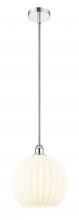  616-1S-PC-G1217-12WV - White Venetian - 1 Light - 12 inch - Polished Chrome - Stem Hung - Mini Pendant