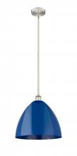 Innovations Lighting 616-1S-SN-MBD-16-BL-LED - Plymouth - 1 Light - 16 inch - Brushed Satin Nickel - Cord hung - Mini Pendant