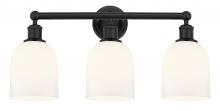  616-3W-BK-G558-6GWH - Bella - 3 Light - 24 inch - Matte Black - Bath Vanity Light