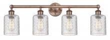  616-4W-AC-G112C-5CL - Cobbleskill - 4 Light - 32 inch - Antique Copper - Bath Vanity Light