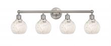  616-4W-SN-G1216-6WM - White Mouchette - 4 Light - 33 inch - Brushed Satin Nickel - Bath Vanity Light