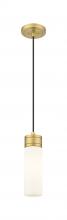  617-1P-BB-G617-8WH - Boreas - 1 Light - 3 inch - Brushed Brass - Cord Hung - Mini Pendant