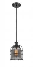  916-1P-BK-G53-CE-LED - Bell Cage - 1 Light - 5 inch - Matte Black - Cord hung - Mini Pendant