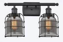  916-2W-BK-G53-CE - Bell Cage - 2 Light - 16 inch - Matte Black - Bath Vanity Light