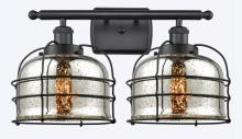  916-2W-BK-G78-CE-LED - Bell Cage - 2 Light - 16 inch - Matte Black - Bath Vanity Light