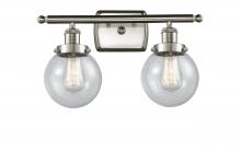  916-2W-SN-G204-6 - Beacon - 2 Light - 16 inch - Brushed Satin Nickel - Bath Vanity Light