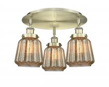  916-3C-AB-G146 - Chatham - 3 Light - 19 inch - Antique Brass - Flush Mount