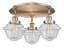  916-3C-AC-G534 - Oxford - 3 Light - 19 inch - Antique Copper - Flush Mount