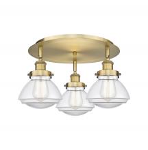 Innovations Lighting 916-3C-BB-G322 - Olean - 3 Light - 19 inch - Brushed Brass - Flush Mount