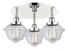  916-3C-PN-G532 - Oxford - 3 Light - 19 inch - Polished Nickel - Flush Mount