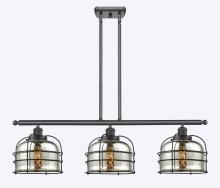  916-3I-BK-G78-CE - Bell Cage - 3 Light - 36 inch - Matte Black - Stem Hung - Island Light