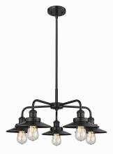  916-5CR-BK-M6-BK - Edison - 5 Light - 27 inch - Matte Black - Chandelier