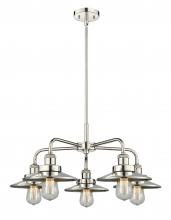 Innovations Lighting 916-5CR-PN-M1-PN - Edison - 5 Light - 27 inch - Polished Nickel - Chandelier