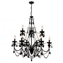 CWI Lighting 5095P32B-9 - Keen 9 Light Up Chandelier With Black Finish