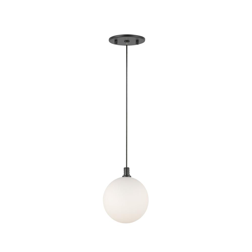 Bolla 5-in Black/Opal Glass LED Pendant