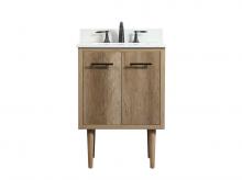 Elegant VF48024NT-BS - 24 Inch Single Bathroom Vanity in Natural Oak with Backsplash