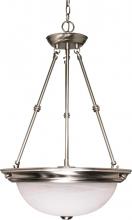 Nuvo 60/203 - 3 Light - 15&#34; Pendant with Alabaster Glass - Brushed Nickel Finish