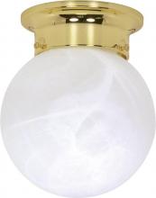 Nuvo 60/255 - 1 Light - 6&#34; Flush with Alabaster Glass - Polished Brass Finish Finish