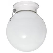 Nuvo 60/712 - 1 Light - 6&#34; Flush with with White Glass and Pull Chain Switch - White Finish