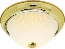 Nuvo SF76/132 - 2 Light - 13&#34; Flush with Frosted Ribbed - Polished Brass Finish