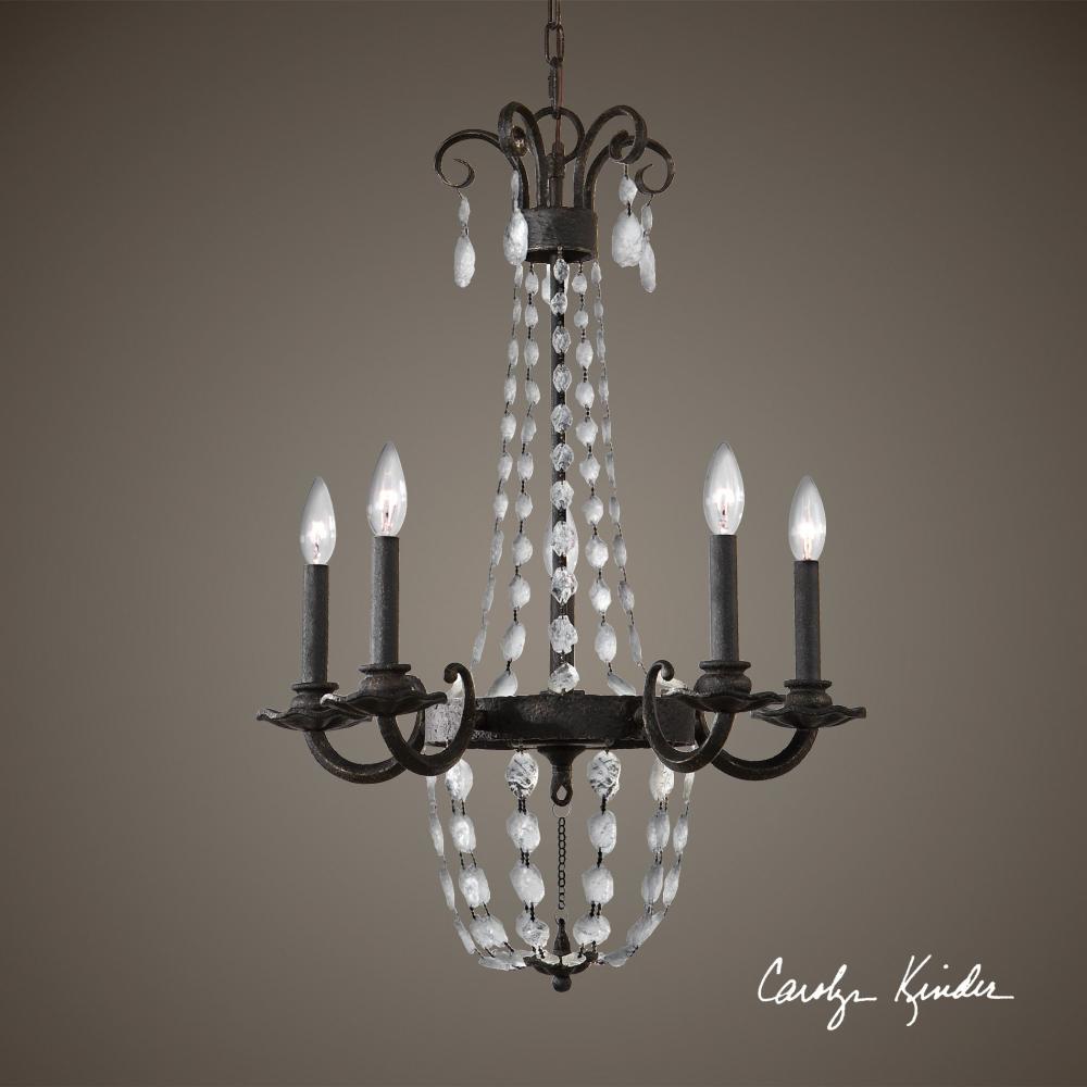 Uttermost Icelandia 5 Light Textured Black Chandelier