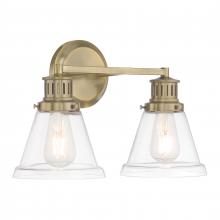 ELK Home 2402-AN-CL - Alden 16.25&#39;&#39; Wide 2-Light Vanity Light- Antique Brass, Clear