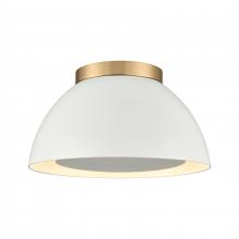 ELK Home 52313/2 - Pelham 10&#39;&#39; Wide 2-Light Flush Mount - Satin Brass with Matte White