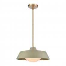 ELK Home 69545/1 - Gilman 16&#39;&#39; Wide 1-Light Pendant - Satin Brass with Sage Green